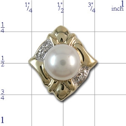 B2637 14K PEARL AND DIAMOND SLIDE 